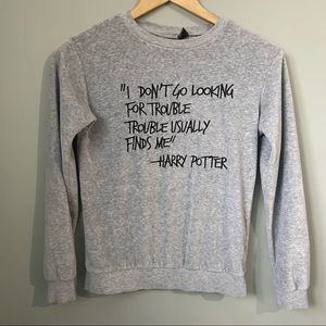 Atmosphere Harry Potter grey crew neck velour sweater size 2
